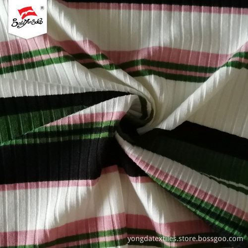 Directly Polyester Spandex Colorful 7*4 Rib Print Stripe